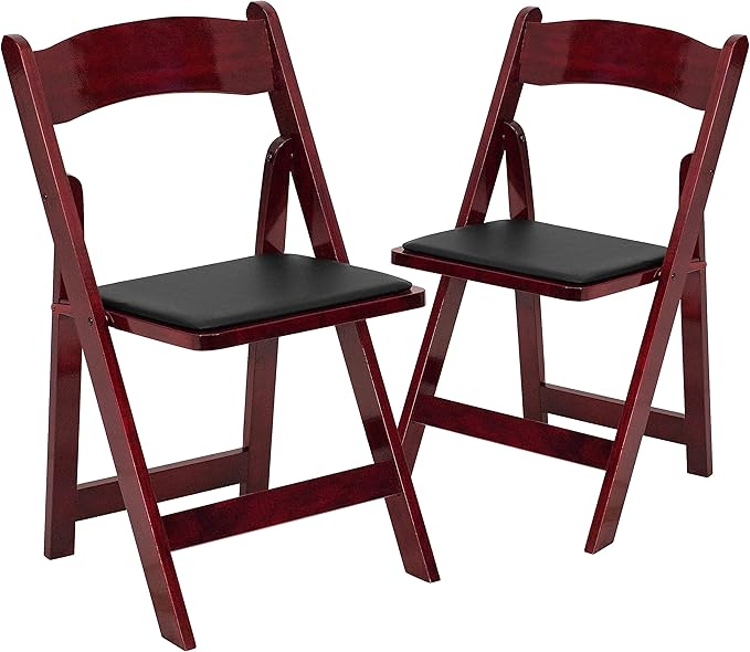 Flash Furniture 2 Pack HERCULES Series Mahogany Wood Folding Chair with Vinyl...