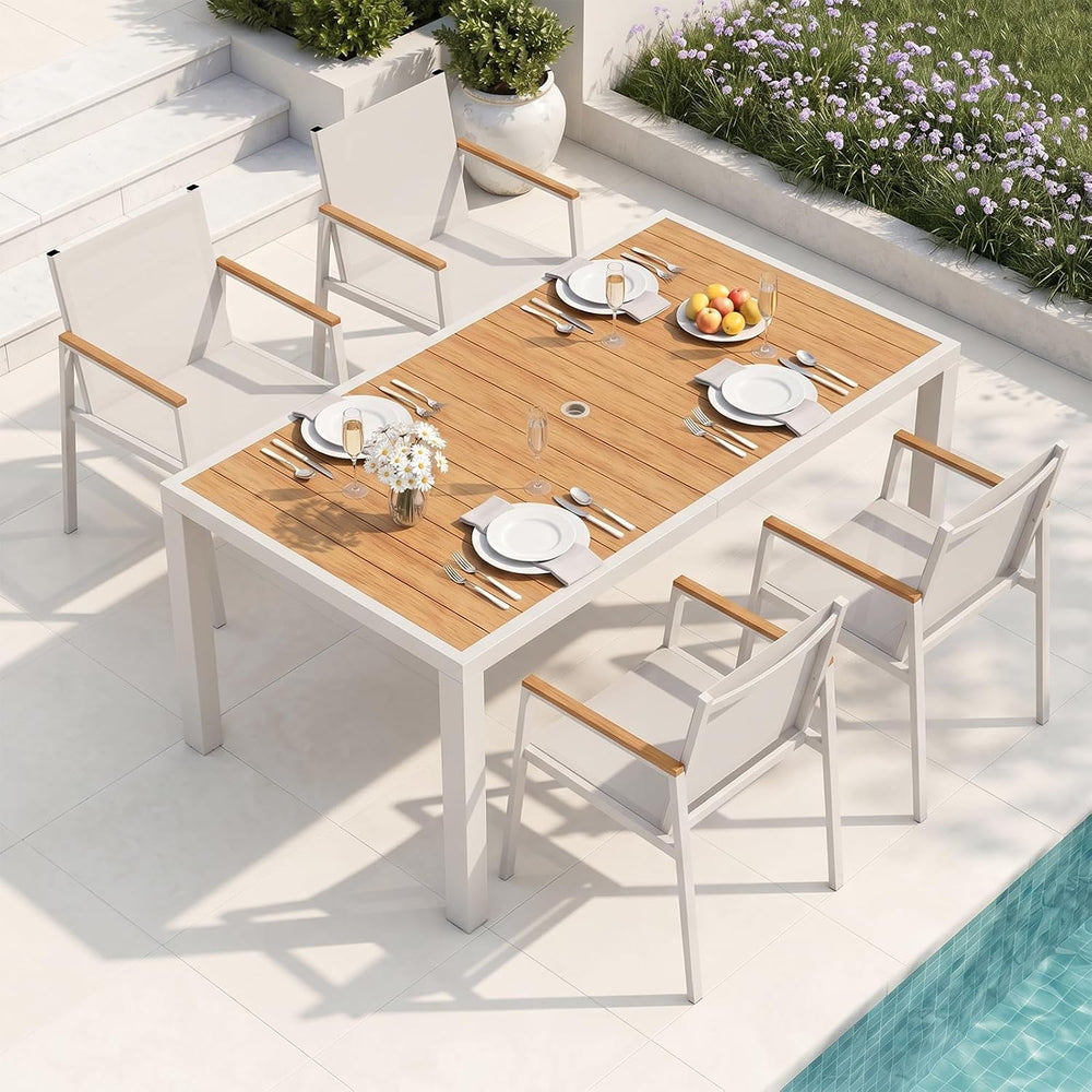 Outdoor Dining Set for 4, Aluminum Patio Table and Chairs Set, 5-Piece All We...