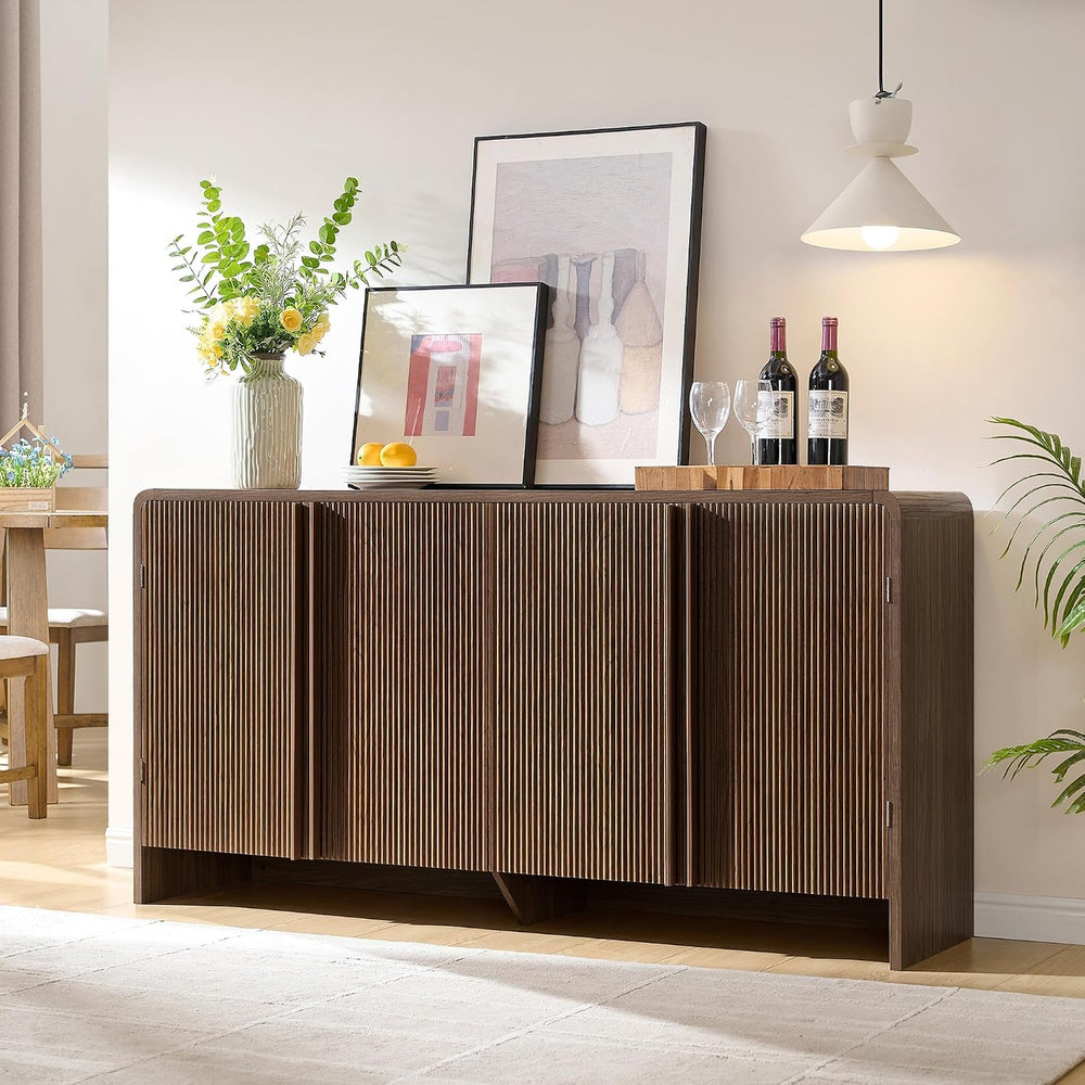AMERLIFE 63" Fluted Sideboard Buffet Cabinet with Storage