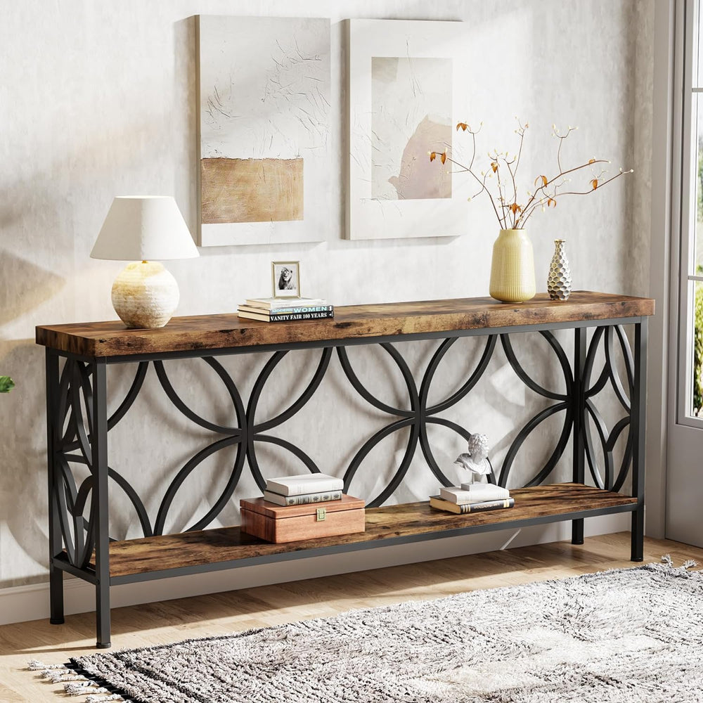 Tribesigns 70.9-Inch Narrow Sofa Table, Industrial Long Sofa Table Behind Cou...