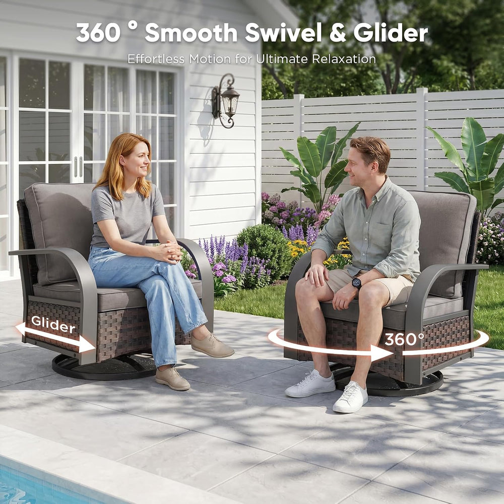 Belord Outdoor Swivel Rocker Patio Chairs of 2, Patio Conversation Glider Set...