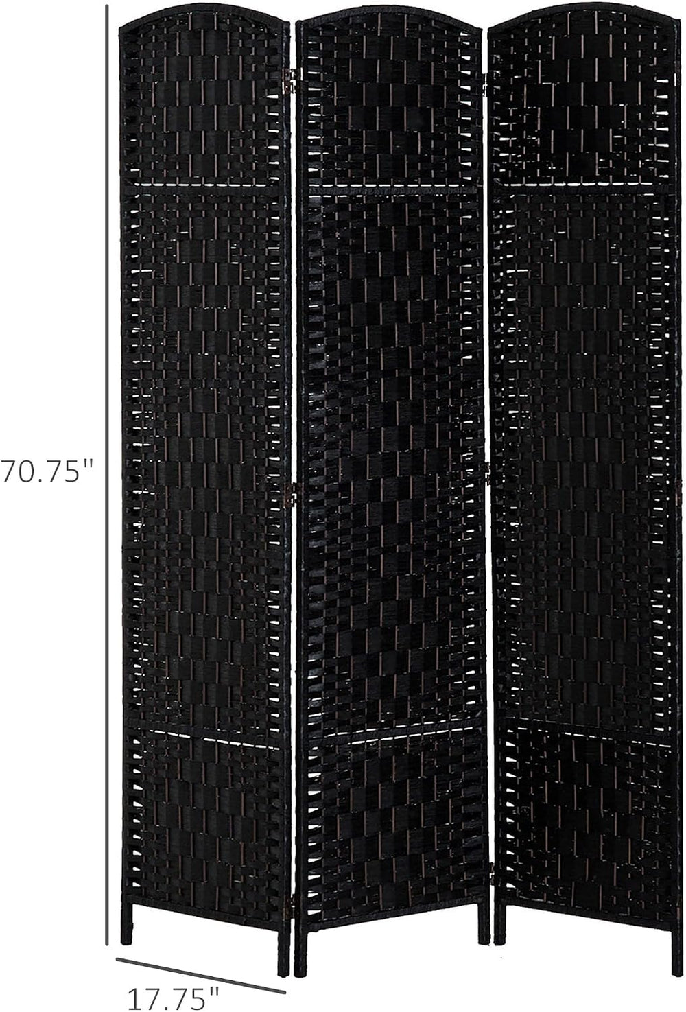 HOMCOM Room Divider 3-Panel, 6FT-Tall Folding Privacy Screen, Black