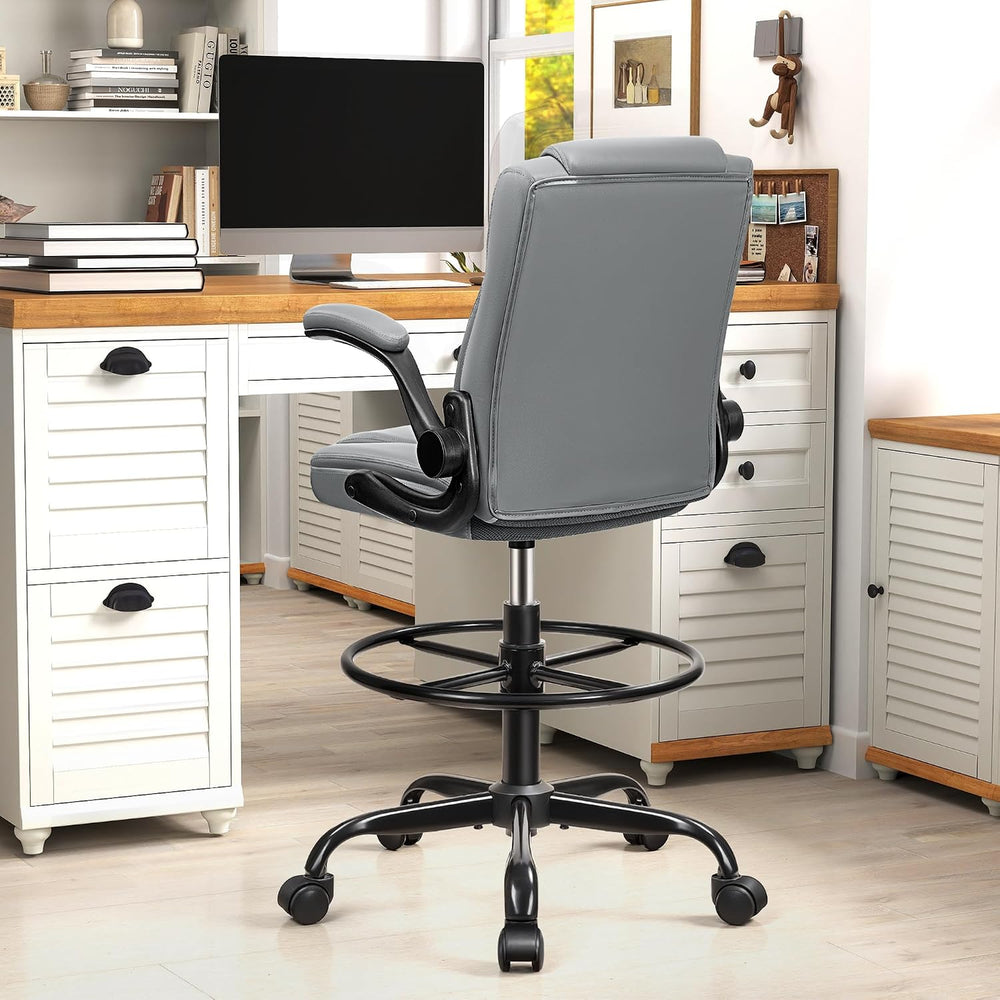 Drafting Chair, Tall Office Chair for Standing Desk, High Executive Leather E...