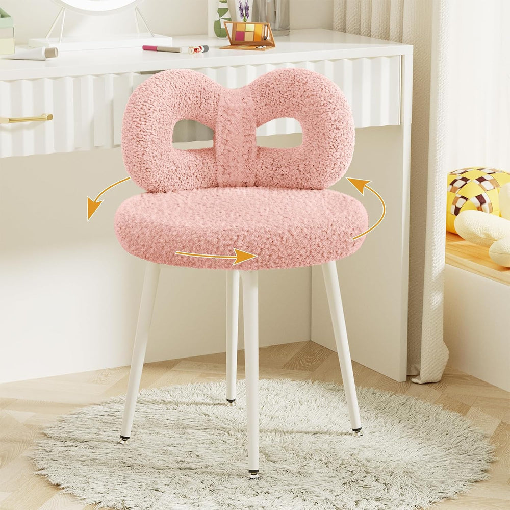 ROOMTEC Swivel Vanity Chair with Back, Upholstered Desk Chair for Girls, Mode...