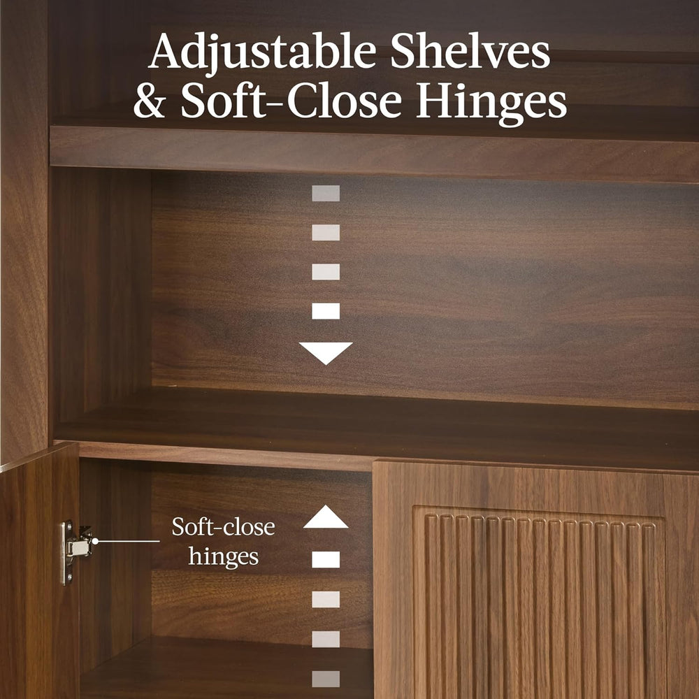 Best Choice Products 72" Tall Arched Pantry Cabinet w/Reeded Doors, 5-Ti...