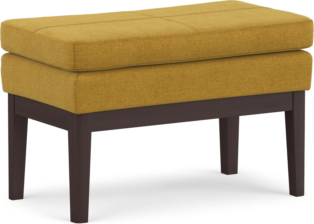 SIMPLIHOME Carlson 27" Wide Woven Fabric Rectangle Ottoman in Marigold