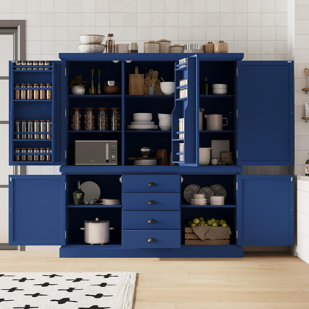 73" H Large Kitchen Pantry with Storage, Freestanding Wooden Cupboard wi...