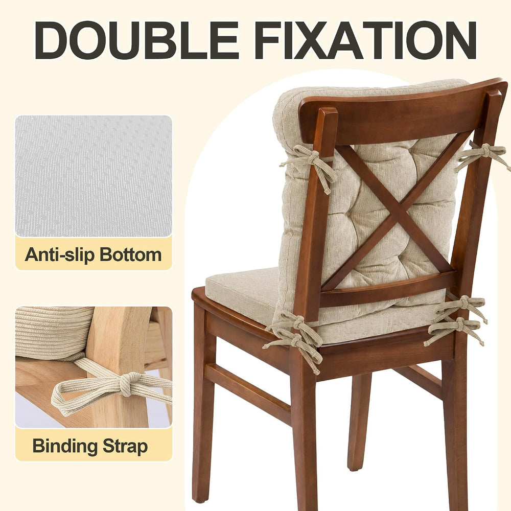 ROYALAY 2 Sets Cushions for Kitchen Chairs, Dining Chair Back Cushion with St...