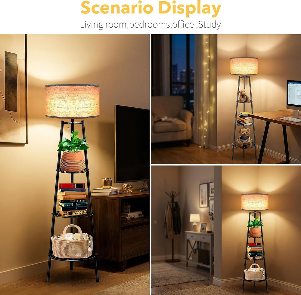 ZQQLITE Floor Lamp with Shelves for Living Room, Standing Lamp,Tall Lamp, Amp...