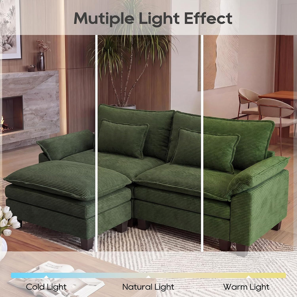 URRED Oversized Modular Sectional Sofa,Solid Green:87" L Shaped