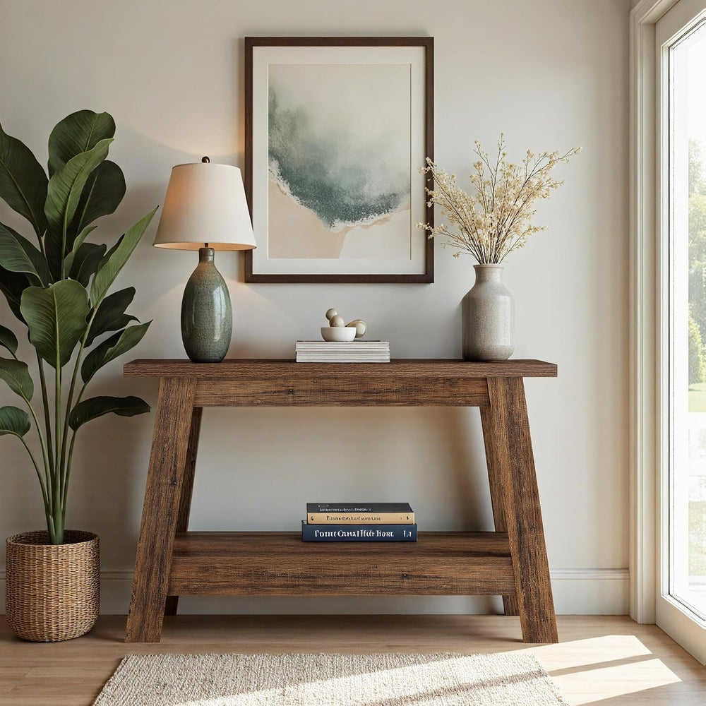 Tribesigns 41.3-Inch Farmhouse Entryway Table, 2-Tier Narrow Console Table Be...