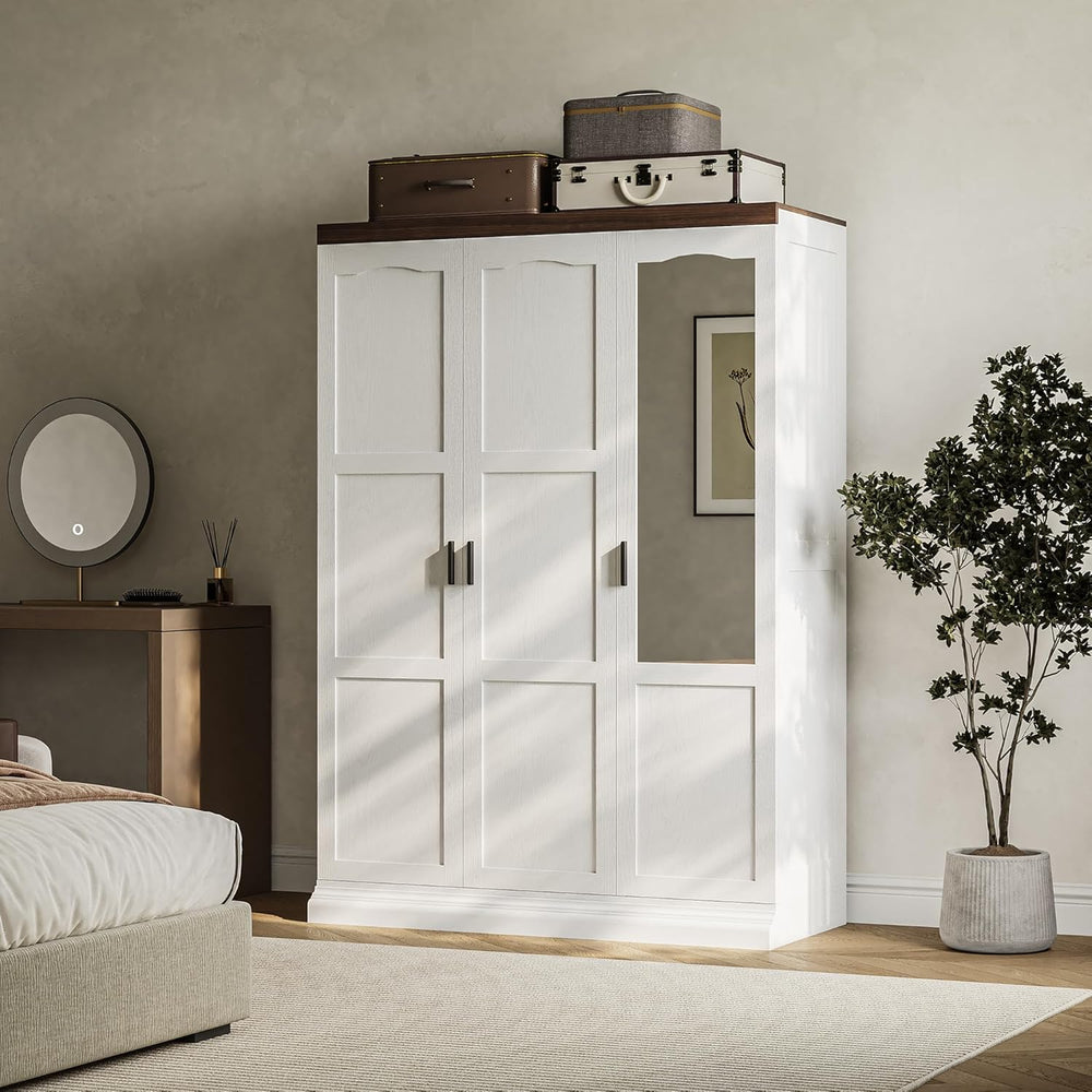 ANCTOR 3 Door Armoire Wardrobe Closet with Mirror, Large Wardrobe Closet with...