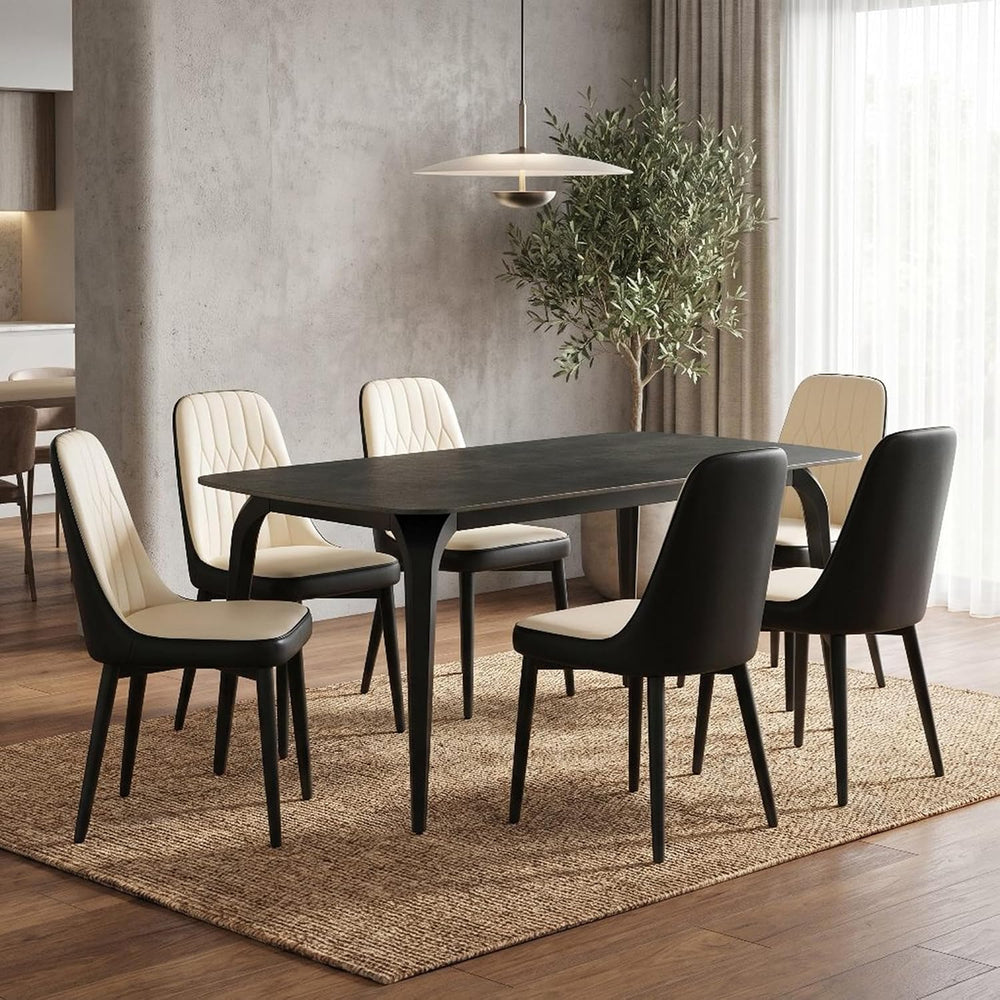 Modern Dining Table Set for 6,63 inch Sintered Stone Kitchen Table and Chairs...