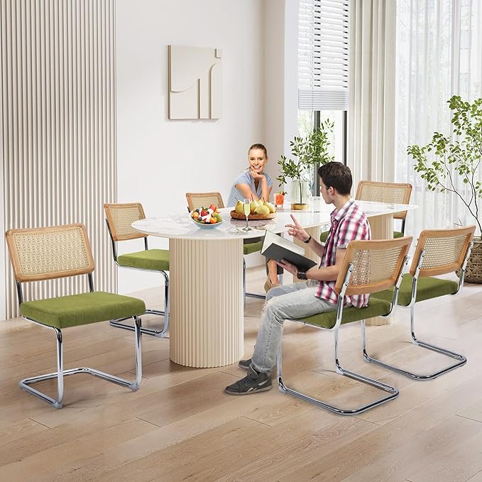 Dining Chairs Set of 2, Modern Rattan Kitchen Chairs, Mid Century Modern Desi...
