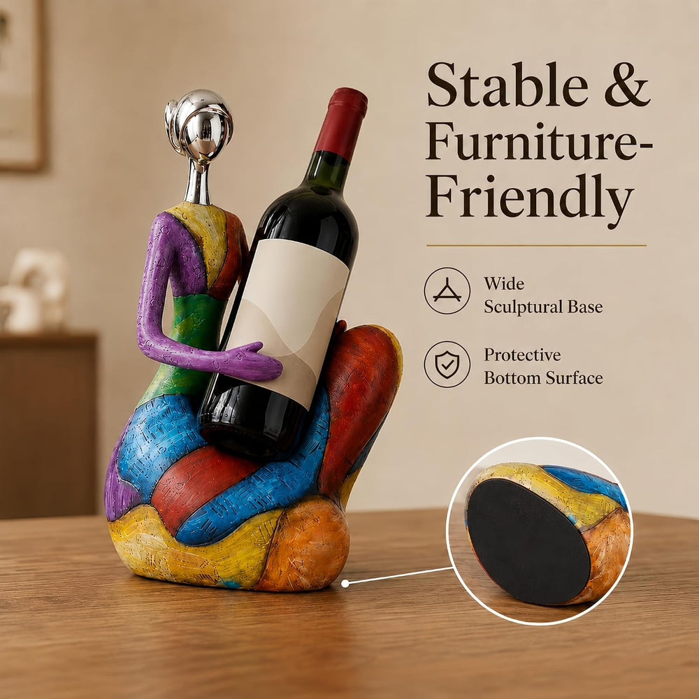 FUNTEREST Abstract Woman Wine Bottle Holder, Resin Wine Rack Home Decor | Col...