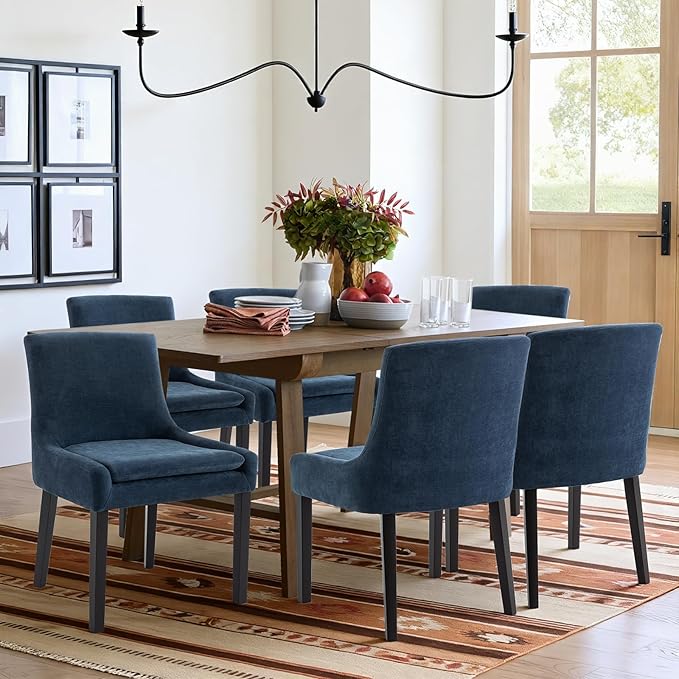 COLAMY Modern Dining Chairs Set of 6, Upholstered Corduroy Accent Side Leisur...