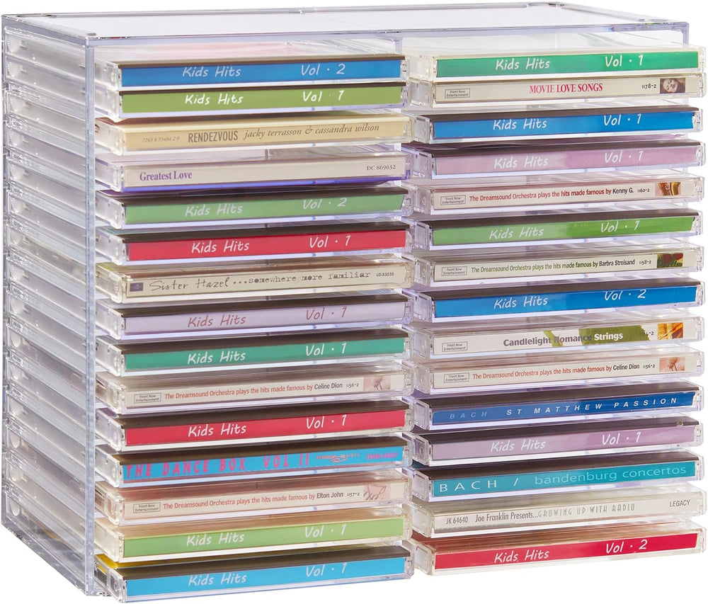 STORi Stackable Clear Plastic CD Organizer with Rubber Feet | Rectangular Jew...