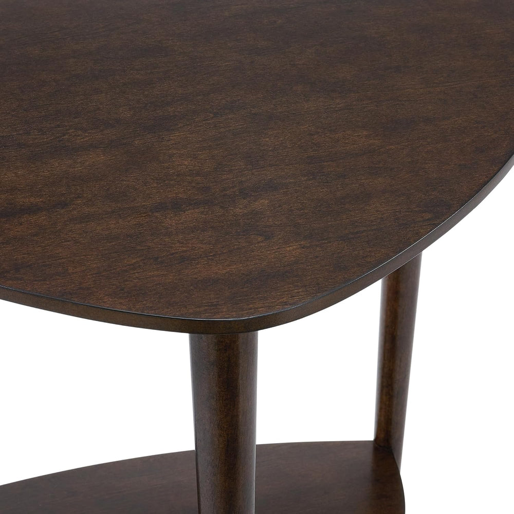 San Pietro Mid-Century Modern End Table with Storage Shelf, Triangular Wood S...