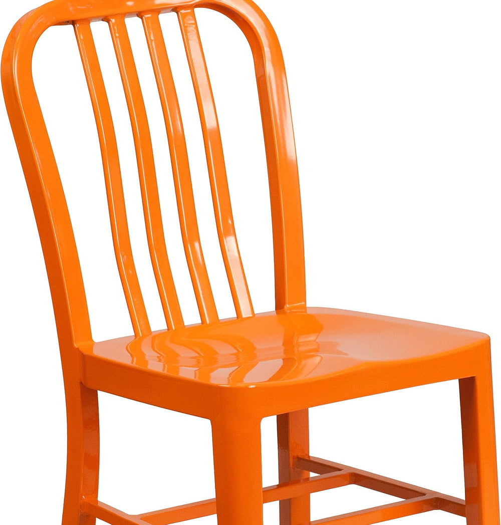 Flash Furniture Gael Commercial Grade 2 Pack Orange Metal Indoor-Outdoor Chair