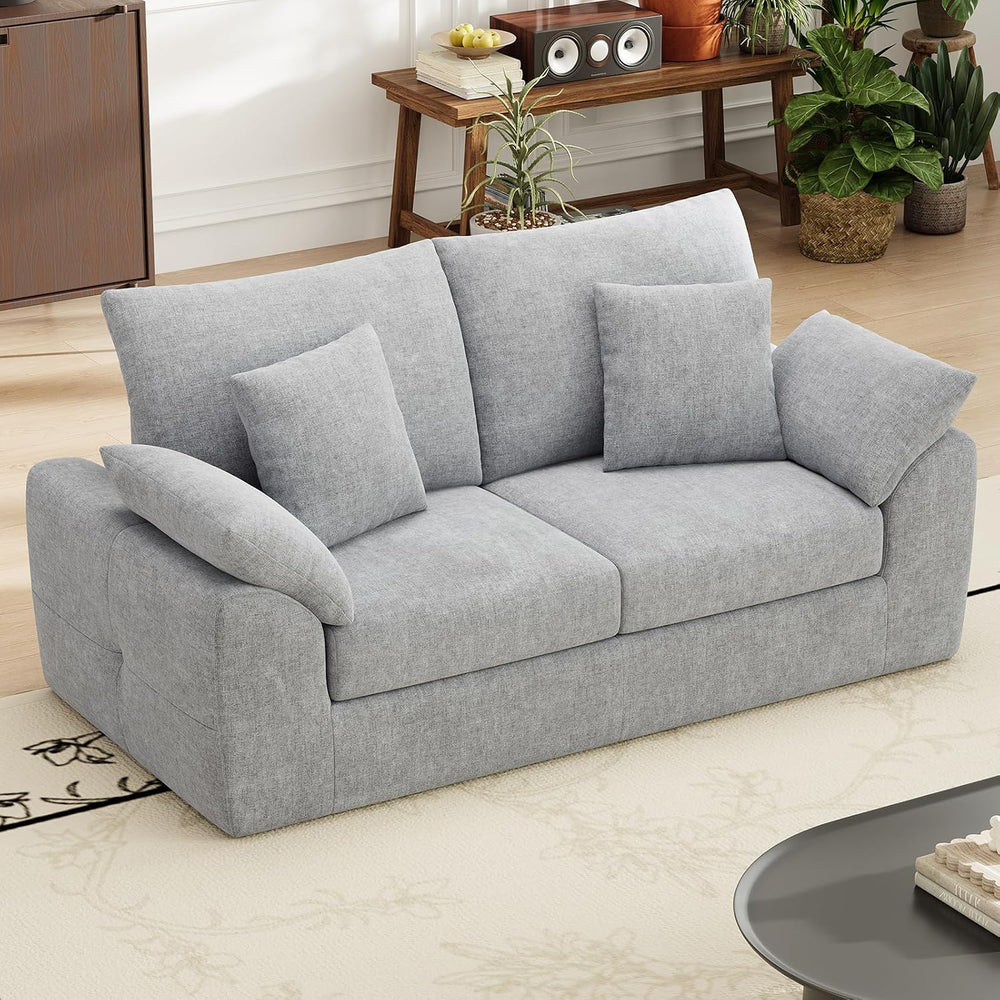 75.6" Cloud Boneless Sofa, Loveseat Couches with 4 Pillows, Modern Livin...