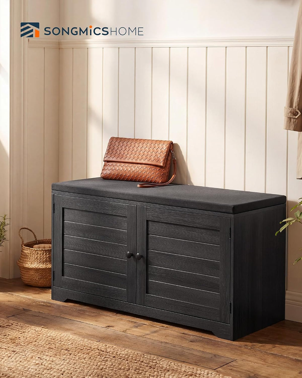 SONGMICS HOME 3-Tier Entryway Bench, Shoe Bench with Padded Seat, for Hallway...