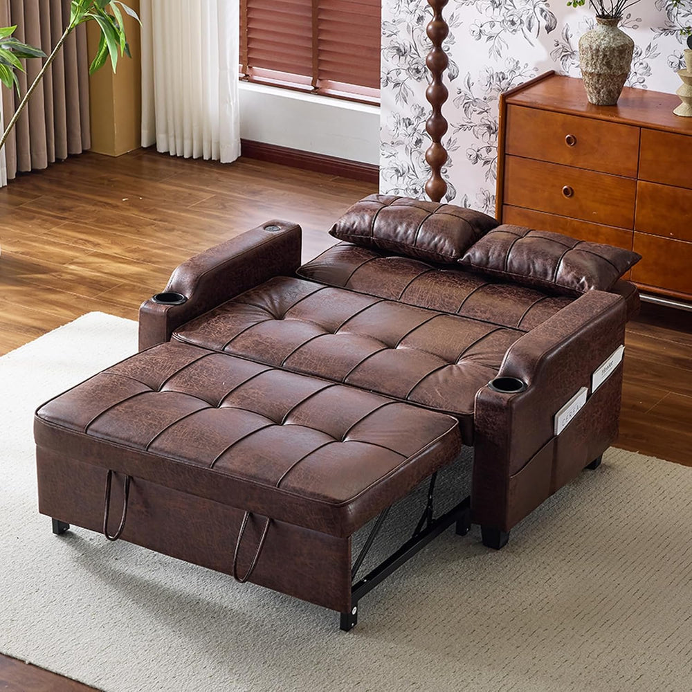 VINGLI Rustic Futon Sofa Bed Convertible Loveseat Sleeper Sofa Couch, Pullout...
