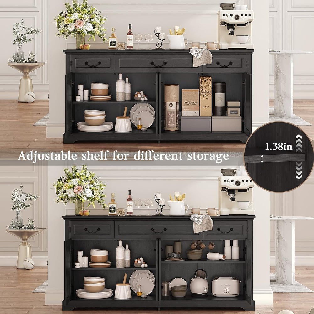 Vipbear 65" Large Sideboard Buffet Cabinet with Storage, Farmhouse Buffe...