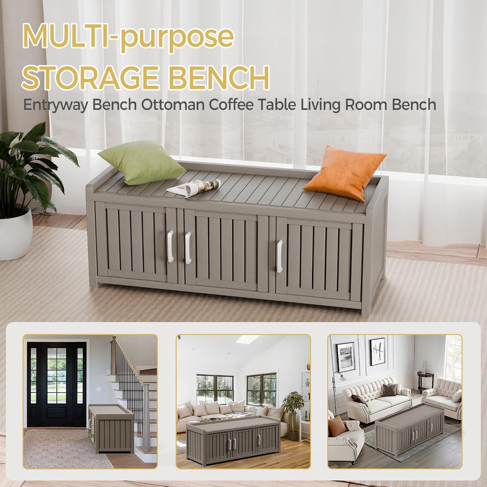 Shoe Bench - Waterproof Resin Storage Bench with Adjustable Shelves - Indoor ...
