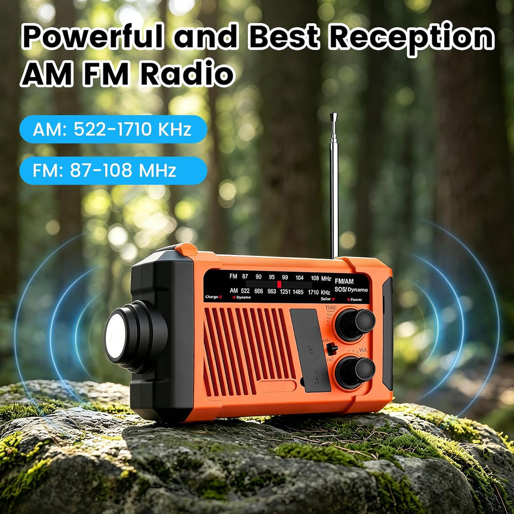 Emergency NOAA Weather Alert Radio, Hand Crank Solar USB Charged AM FM Radio,...