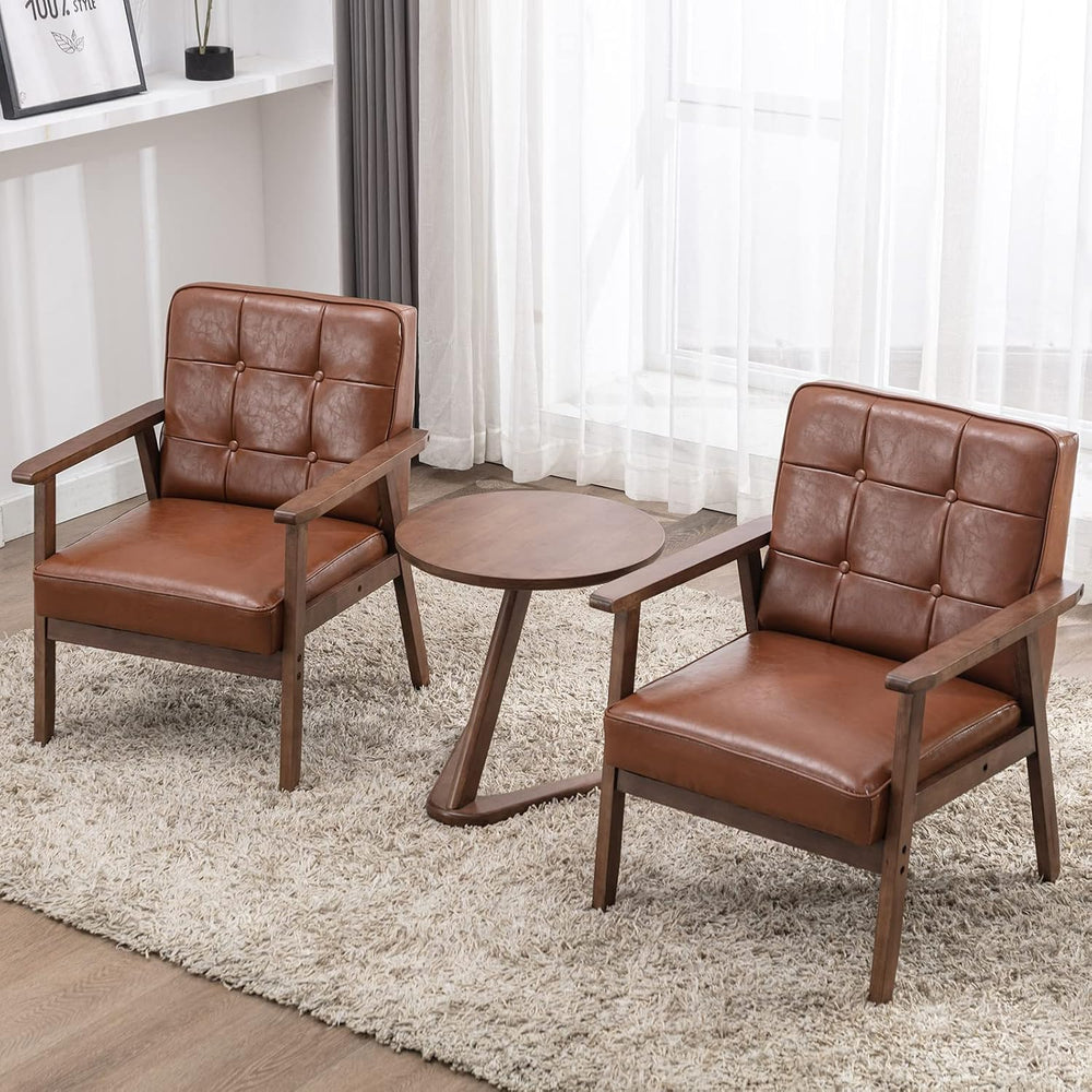 Okeysen Accent Chairs Set of 2 with Side Table, Mid Century Modern Accent Cha...