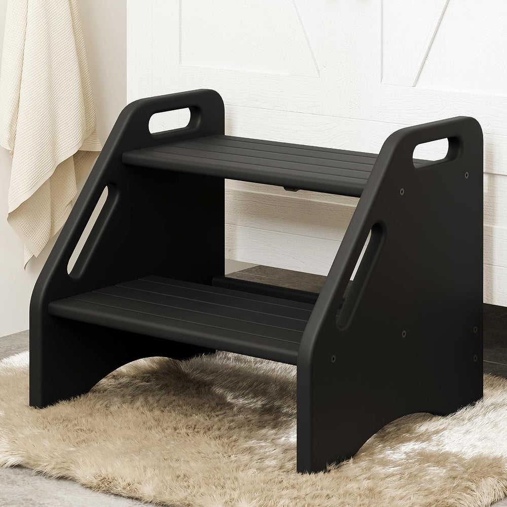 AMBIRD Wooden Step Stool - Two-Step 300 lbs Capacity With Safety Non-Slip Pad...