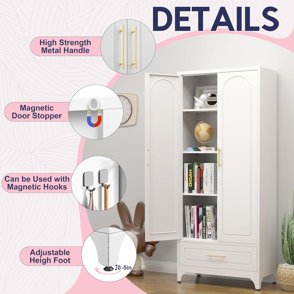 UNICOLY Pantry Kitchen Cabinet with Drawer, 75" Tall Pantry Storage Cabi...