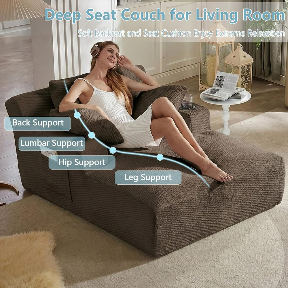 49.2"Oversized Chaise Lounge Chair Indoor,Faux Fur Reading Chair with Cu...