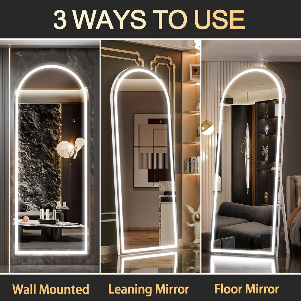 Hasipu 81" X 34" Full Length Mirror with Lights, Aluminum Frame Arc...