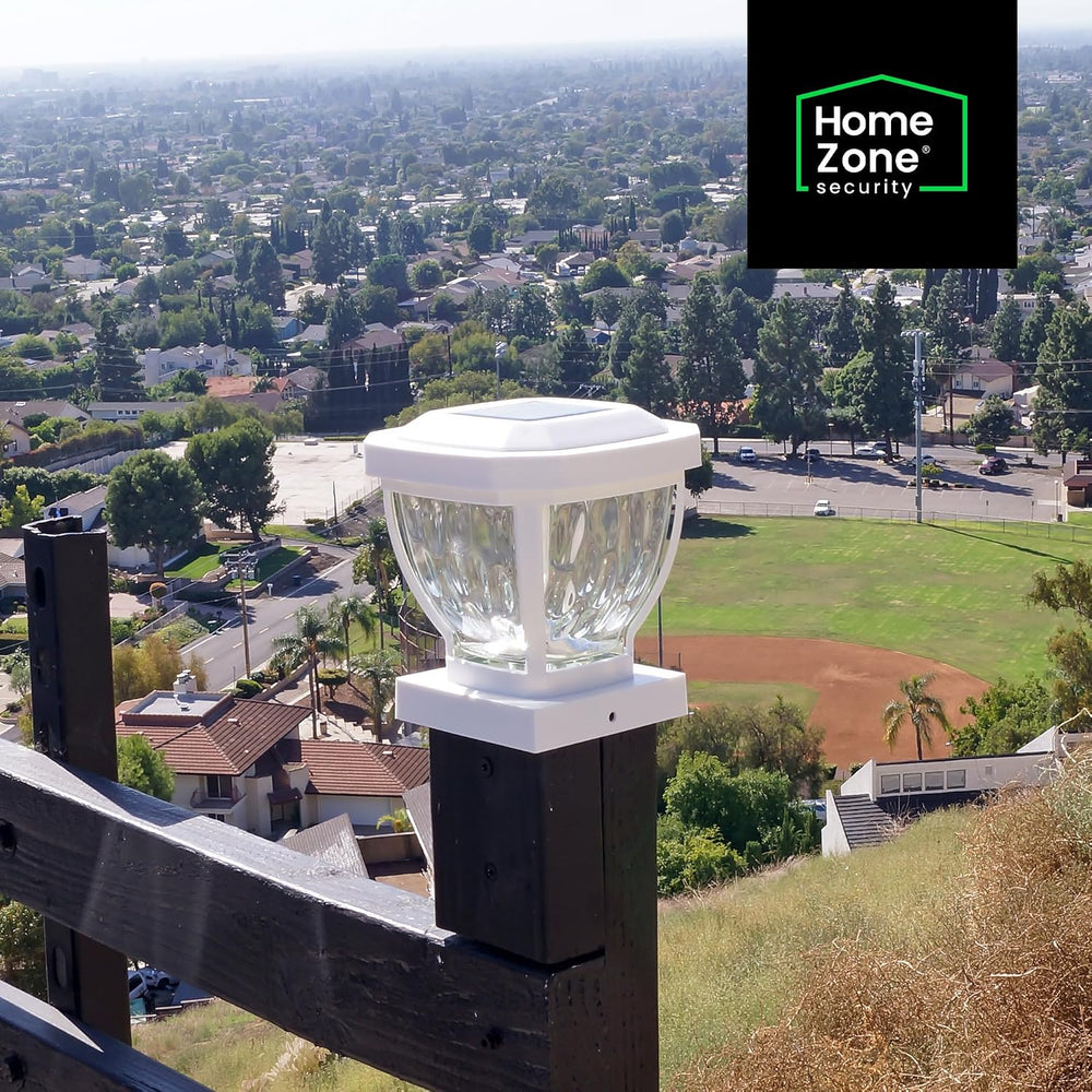 Home Zone Living 2PK Solar Post Cap Lights, Decorative Glass LED, White