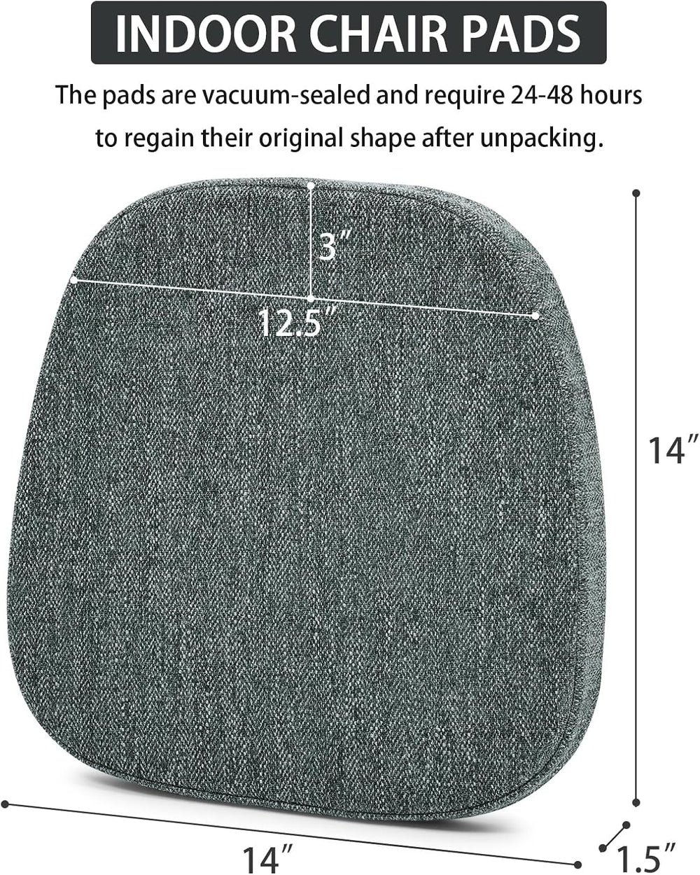 baibu 14x14 Memory Foam Metal Chair Cushions Set of 4, Dual-Layer Design Non-...