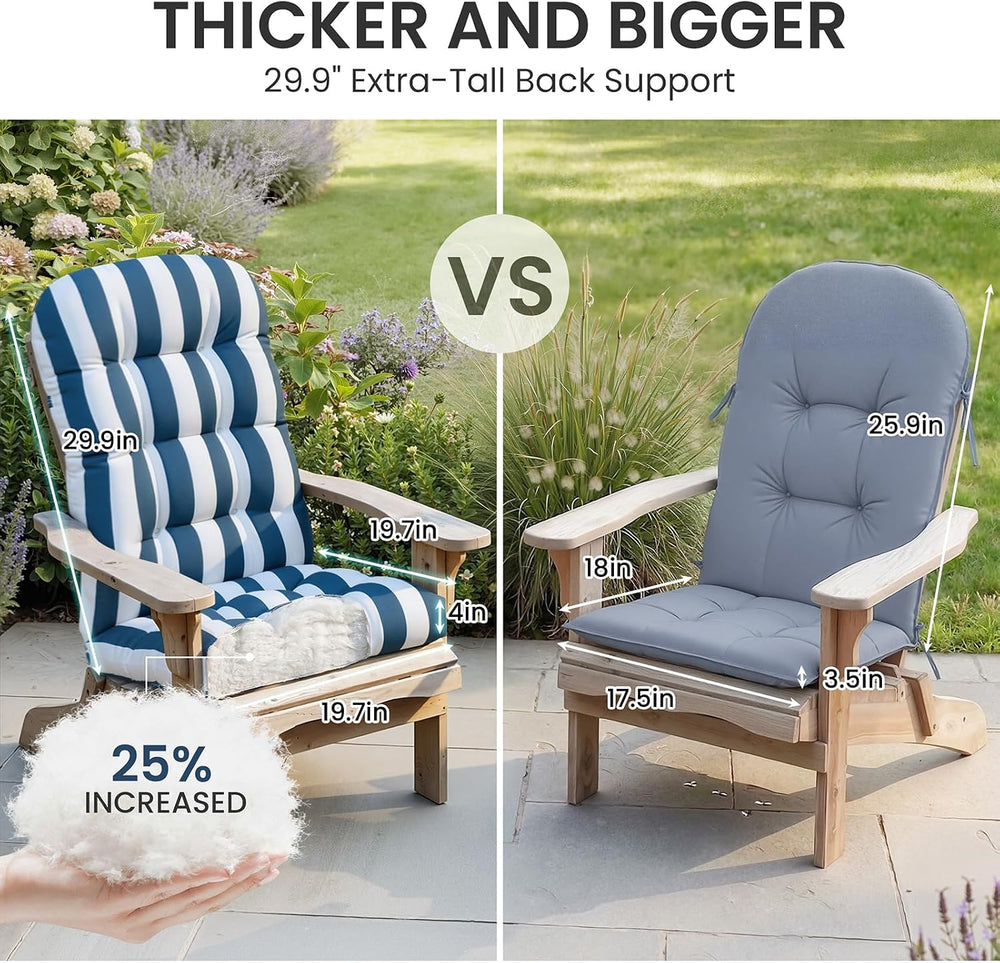 50x20x4 In Adirondack Chair Cushion Set of 2, Thick Outdoor Chair Cushion