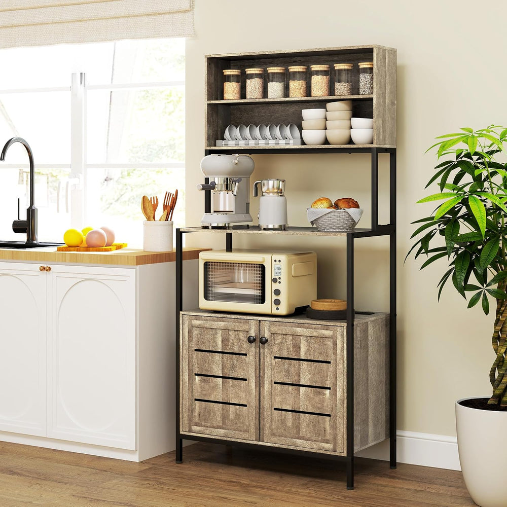 Microwave Stand for Kitchen Use Two AC Outlets, Ample Storage | Steel frame, ...