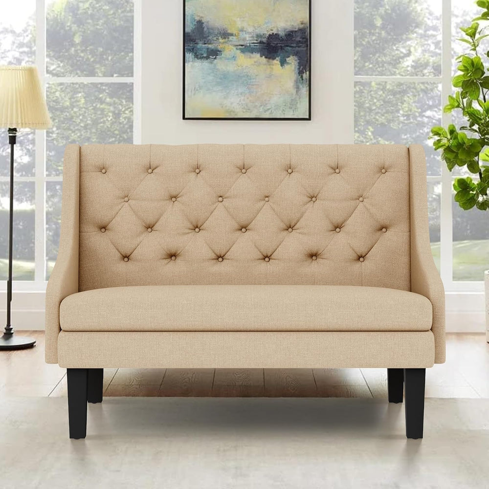 Settee Bench with Back Small Loveseat for Banquette Dining Room Living Room E...