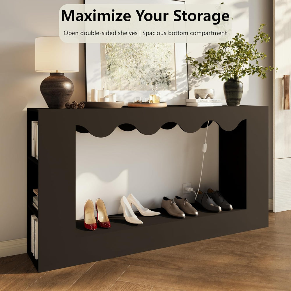 63-Inch Smart Console Table with App & Button Controlled RGB Lights, Wavy...