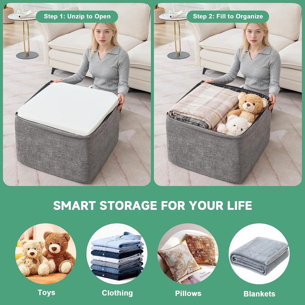 23.6'' Square Pouf Ottoman Foot Rest with High-Rebound Solid One-Piec...