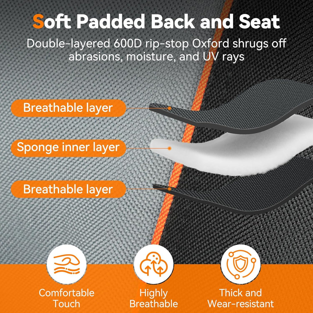 Camping Chairs, 2 Pack Oversized Heavy Duty Fully Padded Folding Chairs | wit...