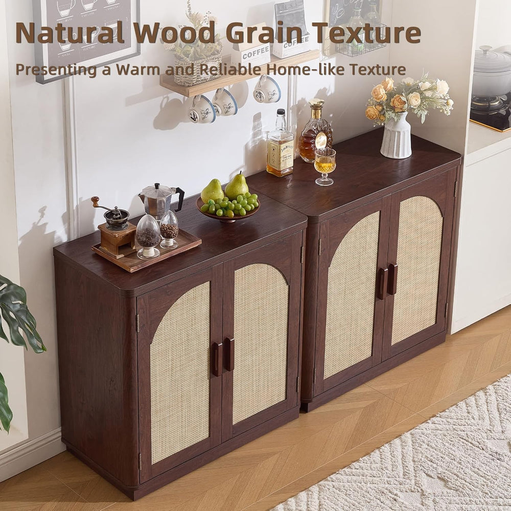 LEYAOYAO Rattan Sideboard Buffet Cabinet with Storage, 31.5" Coffee Bar ...