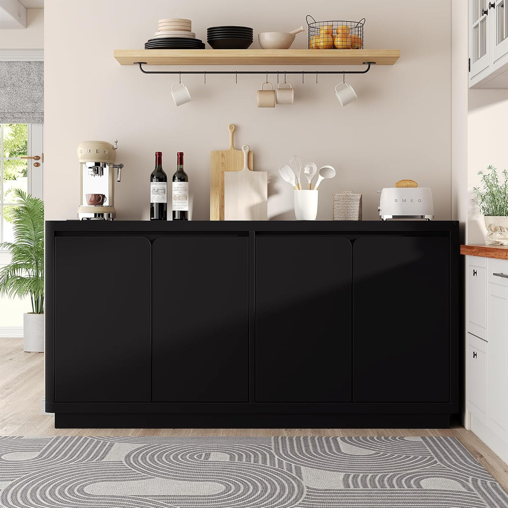 knoworld 63" Buffet Cabinet with Storage & Power Outlet, Wood Sidebo...