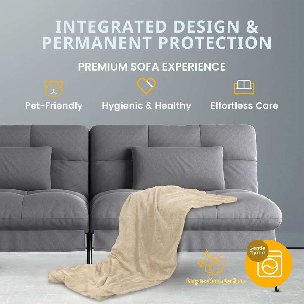 COMHOMA Convertible Futon Sofa Bed, 72″Fabric Futons Couch with Adjustable Ba...