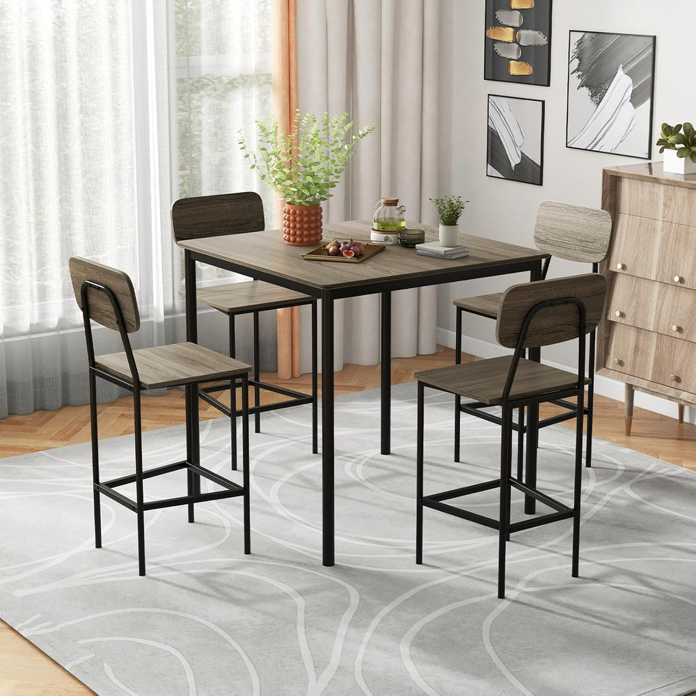 GIANTEX 5-Piece Dining Table Set W/Counter Height Table & 4 Bar Stools, M...