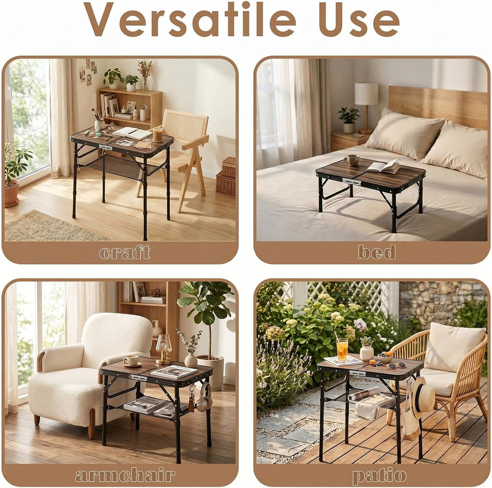 Folding TV Dinner Tray Table, Adjustable Height Sofa Snack Table | Portable T...