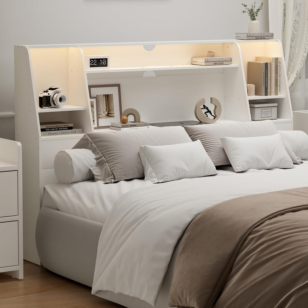 Queen/Full Headboard Queen Size with Storage, Bookcase Headboard