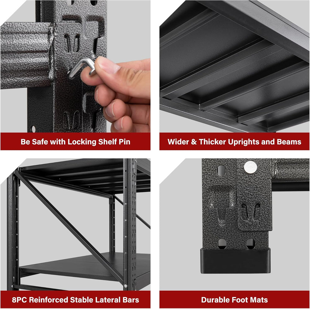 71.3" Wide Heavy Duty Garage Shelving Units,5000LBS Deep Storage Shelves...