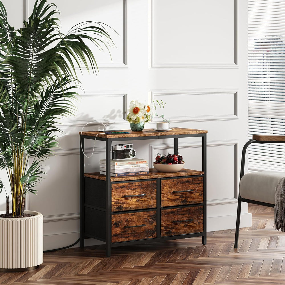 TUTOTAK Large Night Stand with Charging Station, Nightstand with USB and Type...